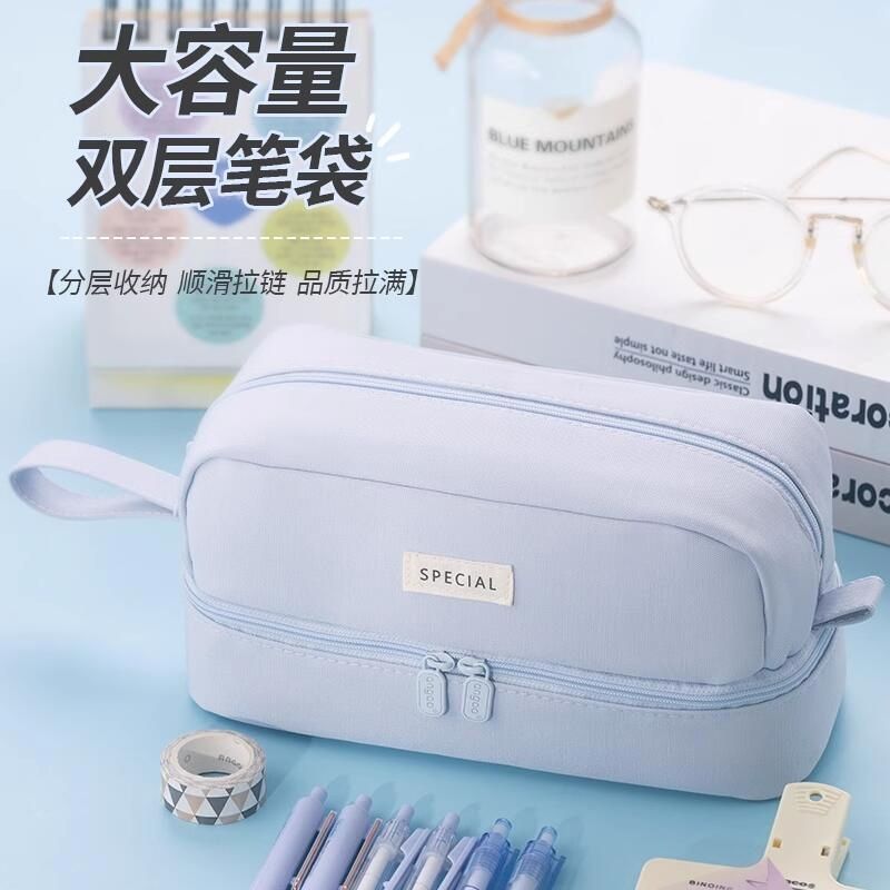 安蔻初中大容量双层笔袋女生新款