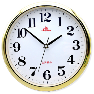 上海12英寸静音挂钟简约现代大字体圆形客厅卧室书房教室办公商铺