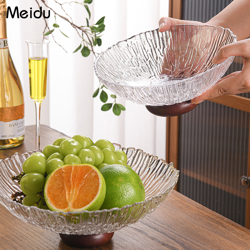 果盘家用客厅茶几玻璃高脚水果收纳篮前台托盘装糖果零食摆放盘子