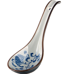 陶瓷勺子复古长柄汤勺高颜值家用汤匙喝汤调羹拉面小勺子舀粥瓷勺