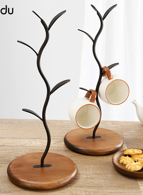 杯架树形水杯置物架家用客厅餐桌咖啡茶杯子收纳架木质沥水挂杯架