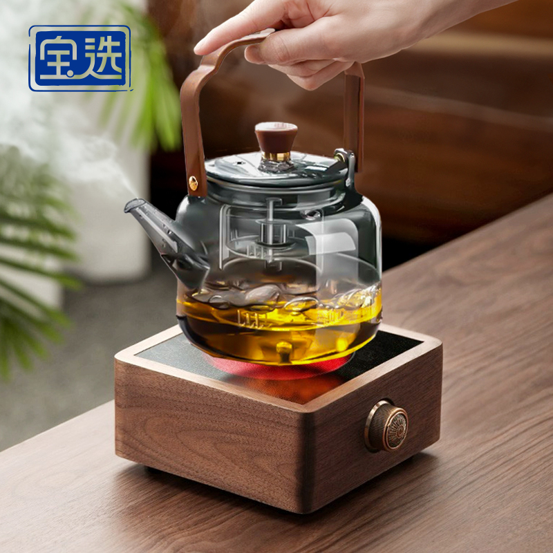 电陶炉煮茶壶2024电热一体新款高硼硅玻璃耐高温烧水泡茶专用器具
