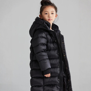 小满鹅新黑科技火山岩快热纱儿童羽绒服中大童保暖中长款加厚外套