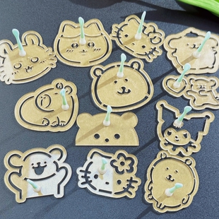 亚克力透明卡通乌萨奇小熊提拉米苏撒粉印花模具提拉米苏喷花模