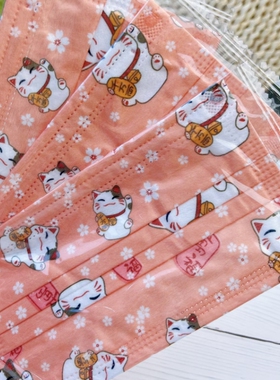 成人一次性时尚口罩高颜值橙色招财猫学生女神网红独立包装