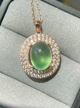 项链女2024年新款天然葡萄石吊坠925纯银百搭大气款