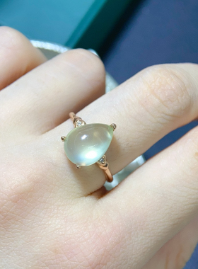 天然葡萄石戒指 冰种起荧光晶体干净925银精工镶嵌9*11mm