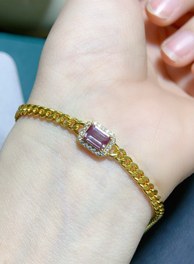 绝美亚历山大手链颜色独特多彩S925银精工镶嵌5*7mm