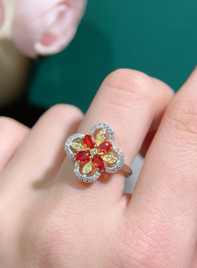 新款，纯天然红蓝宝戒指出货，超粉嫩晶体通透，5A级宝石925银