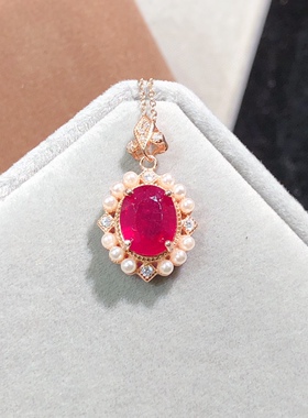 红宝石裸石戒面 天然新烧充填处理水晶彩宝戒指吊坠项链手链镶嵌