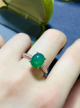 天然澳欧泊屋绿欧泊戒指 指圈活口沉浸在海洋中的那片绿