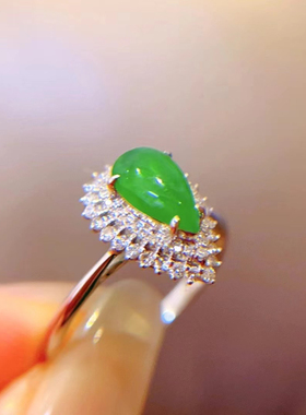 翡翠蛋面戒指18K金镶嵌缅甸天然a货时尚大气 款式参考