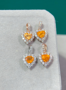 女高级感感吊坠气质项链坠满钻闪亮天然芬达轻奢小众爱心银托