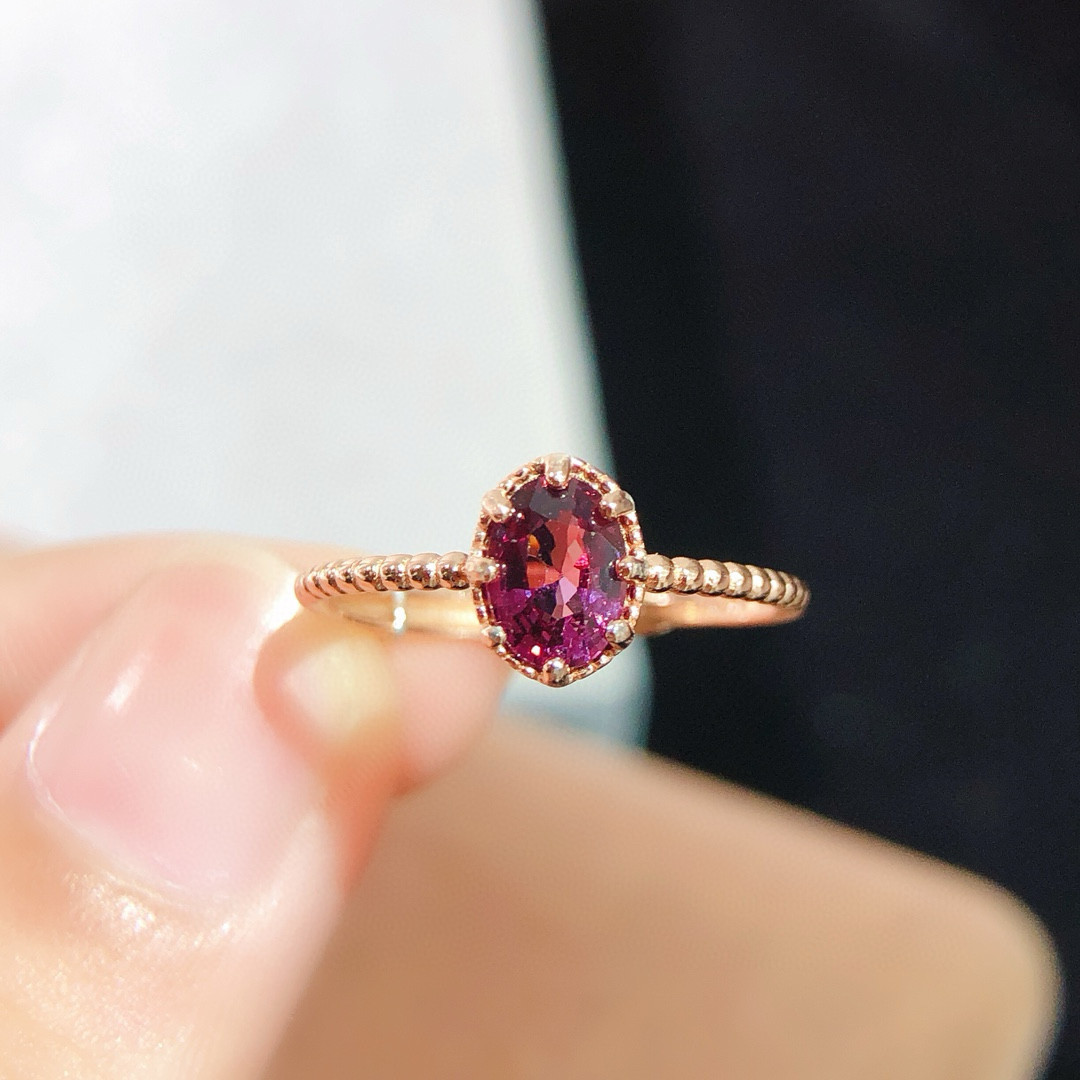 新缅甸尖晶石戒指天然可鉴定戒指925银精致女 天然彩色宝石