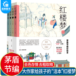 小学生版 经典 名著书小说给孩子 红楼梦适读本 全4册四大名著红楼梦青少年版 无障碍阅读红楼梦矛盾节编版 红楼梦茅盾节编彩图版