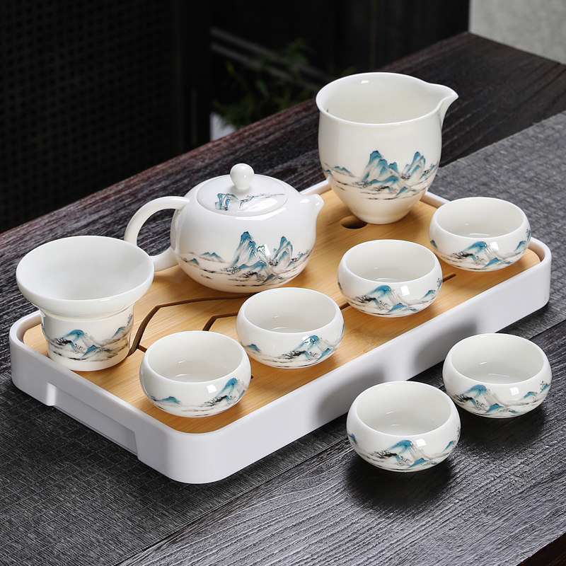羊脂玉德化白瓷茶具套装家用功夫茶杯高档办公室轻奢泡茶陶瓷盖碗