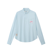 hukket精致刺绣半开领纯棉休闲衬衫 25春