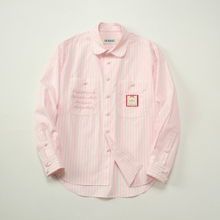 hukket刺绣条纹宽松衬衫