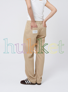 【现货】hukket日本进口面料侧面褶皱设计休闲女士裤装立体剪裁