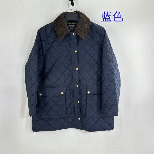 菱形格绗缝薄P棉服中长款中性