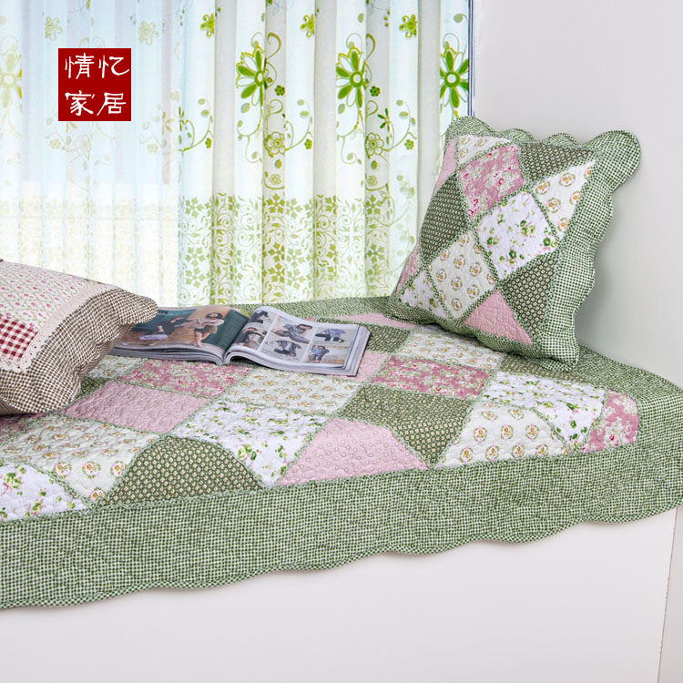纯棉水洗飘窗垫四季飘窗垫子田园布艺阳台垫窗台垫沙发垫防滑抱枕