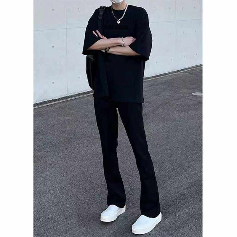 cleanfit修身弹力黑色微喇牛仔裤男款vibe裤子美式高街显瘦休闲裤