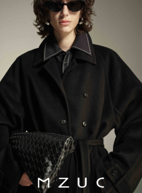 MZUC静奢风秋冬女气质高级感中长款翻领羊毛大衣呢子毛呢外套