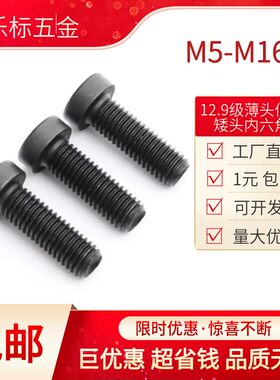 12.9级薄头内六角矮头合金钢扁头DIN7984低头螺丝M5M6M8M10M12M16