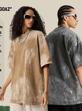 「CARGOAZ」2025SS 美式复古刷漆圆领T恤男女宽松洗水短袖上衣