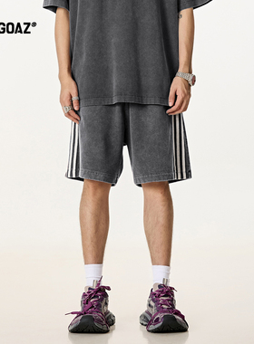 「CARGOAZ」2025SS 潮牌男女同款美式复古洗水三条杠宽松休闲短裤