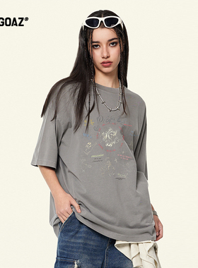 「CARGOAZ」2025SS 潮牌男女同款美式复古天使印花圆领短袖T恤