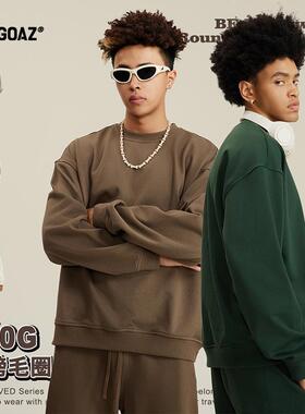 「CARGOAZ」2024AW 美式复古440G重磅毛圈卫衣纯色基础款圆领上衣