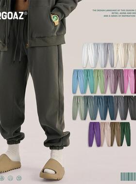 「CARGOAZ」2024AW 潮牌男女同款美式纯色秋冬加绒运动束脚卫裤