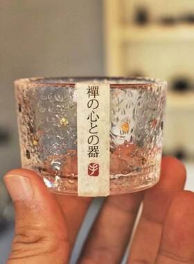 日式手工锤纹玻璃杯清酒杯