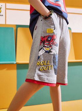 男童工装短裤纯棉儿童五分裤子夏季薄中大童奥特曼全棉短裤子