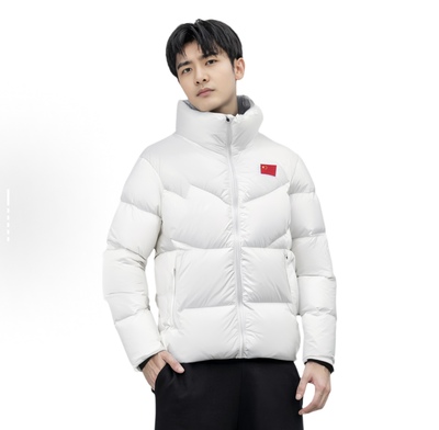 Anta安踏 冠军全天候系列 立领休闲运动长袖羽绒服 男款 纸莎白