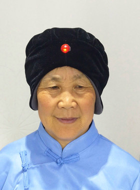 老奶奶薄款帽子老年人黑色加绒棉帽保暖老太太姥姥阿婆送长辈包头