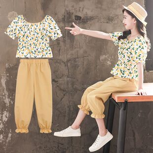 女童夏装新款套装儿童夏天薄款短袖七分裤12岁中大童运动两件套10
