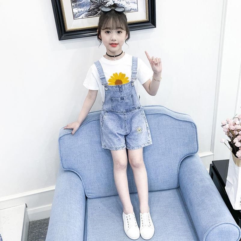 童装女童牛仔背带裤裙夏季新款学生韩版网红牛仔裤女孩洋气短裤