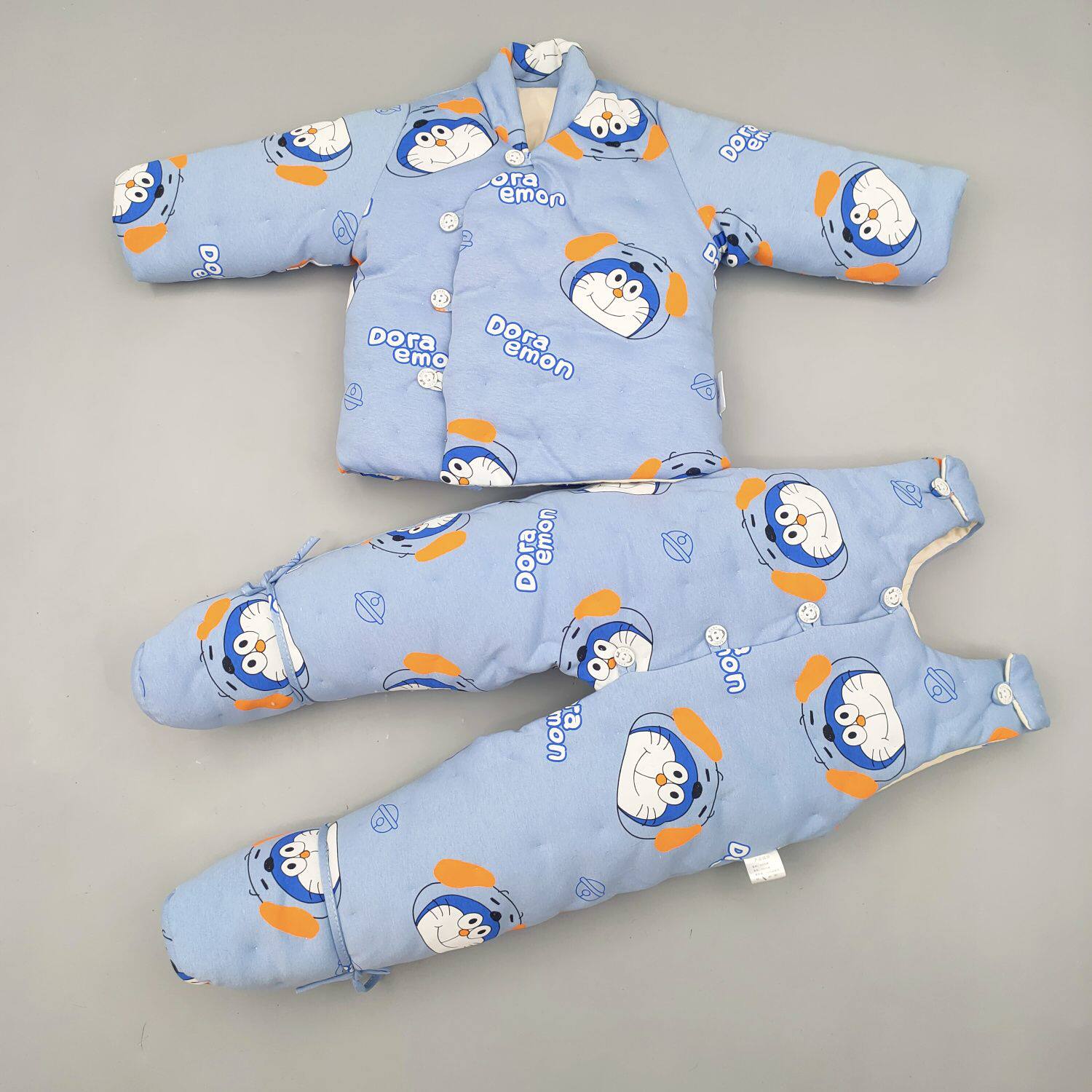 宝宝手工棉衣纯棉花冬季厚款婴儿棉袄连脚棉裤新生儿包脚棉衣外穿