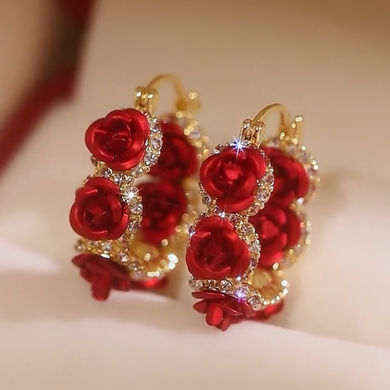 其他复古银针女镀金镶钻耳饰