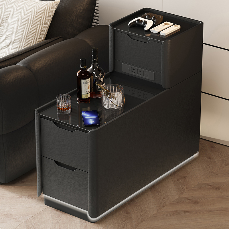 2025新款轻奢高级感沙发旁的侧边柜客厅多功能角几边几智能无线充