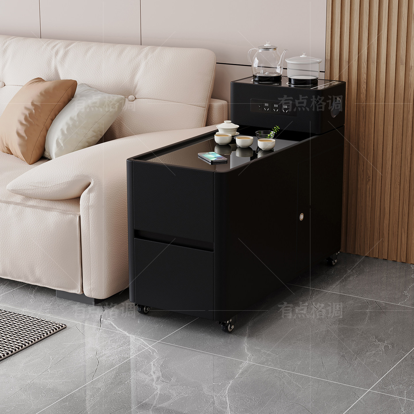 沙发边柜侧边柜轻奢边几客厅家用角几简约现代带烧水壶一体储物柜,住宅家具,可移动边柜,淘宝优惠券,粉丝福利购,淘宝优惠卷