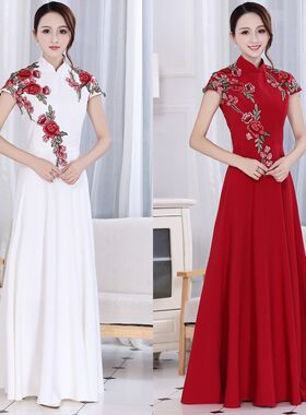 中老年夏季礼服质感时尚长裙