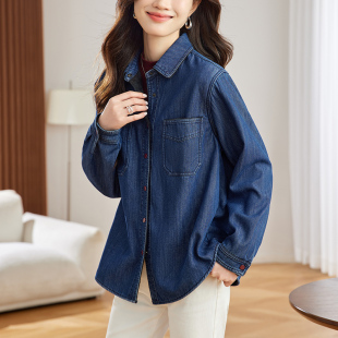 加绒牛仔衬衫 外穿时尚 外套女长袖 新款 休闲上衣衬衣 2026春装 初影