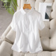 女短袖 2026夏季 新款 精梳棉白衬衫 简约精致上衣修身 显瘦纯棉衬衣