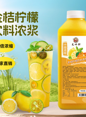 1kg金桔柠檬浓缩果汁百香果柳橙饮品10倍原浆商用奶茶店专用原料