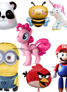 美国代购northstar动物铝箔气球熊猫头独角兽小黄人生日皇冠表情