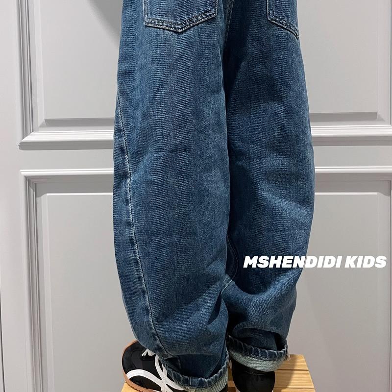 春季稀有色系儿童宽松牛仔裤2025春秋男童老爹裤大童休闲长裤亲子