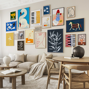 北欧现代小清新系列组合装 饰画画芯艺术唯美音乐钢琴房间挂画内芯